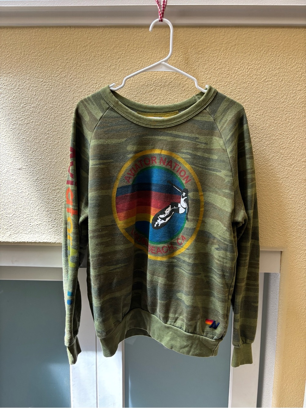 Aviator Nation Camo Laguna Beach Signature Logo Crewneck